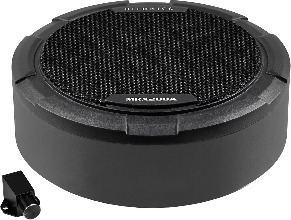 SnelShoppen - 8-Inch Actieve Subwoofer voor Reservewiel met 125 Watt RMS - Compacte Lowpass Subwoofer met Aluminium Behuizing voor Auto, Feest en Camp