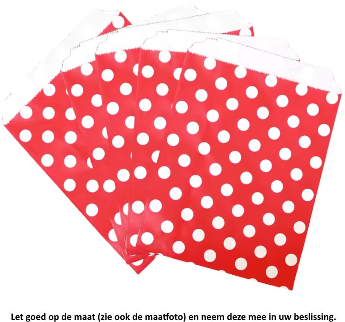 Papieren Zakjes Stip Rood Wit - Rood Witte Stippen – 25 Stuks – 13 x 18 cm – Gift Bag – Geschenkzakjes – Cadeau – Cadeauzakjes - Fournituren - Traktatie - Snoep - Koek