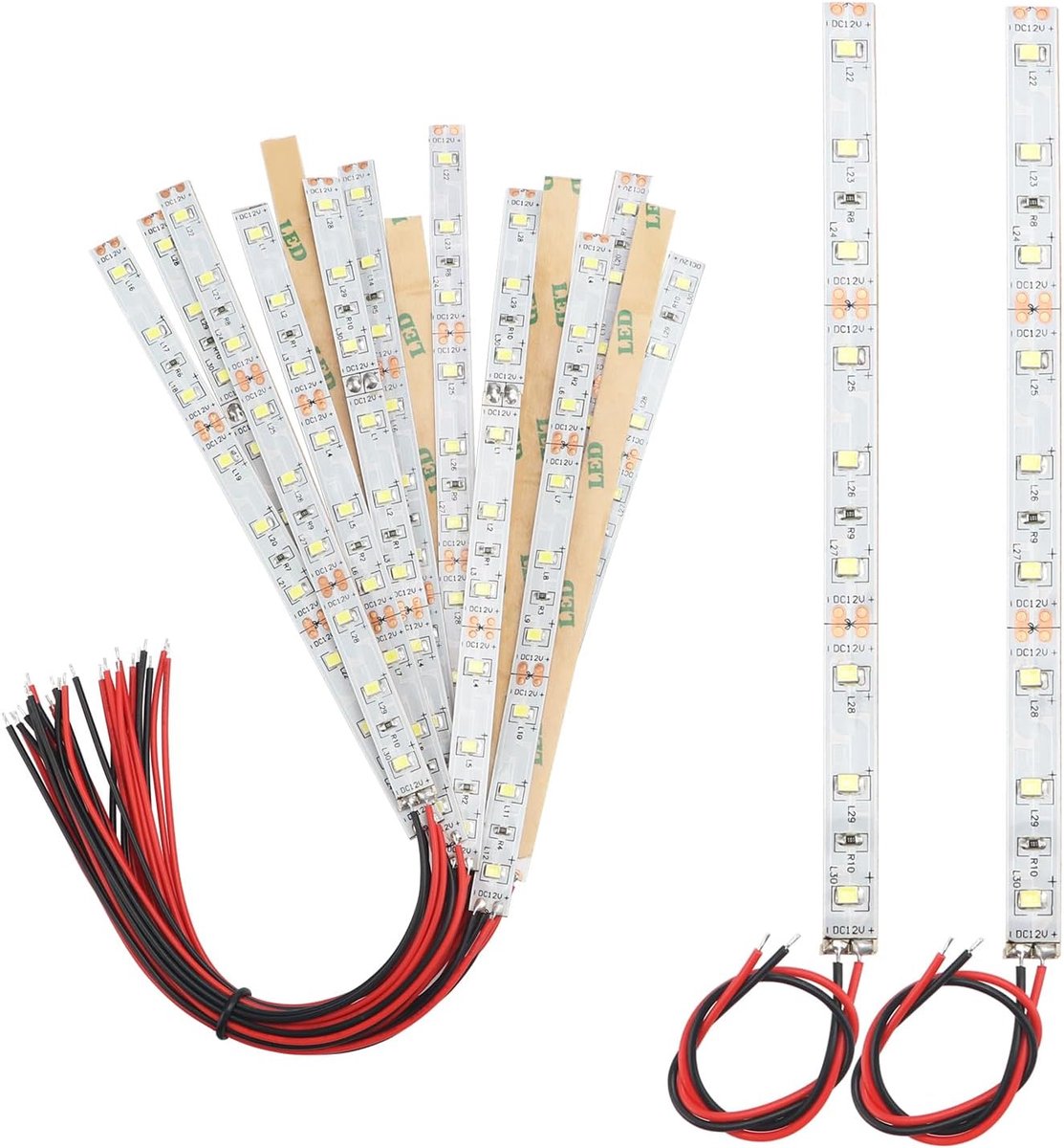 SnelShoppen - 15 Stuks 150mm Vooraf Aangesloten LED Strip, 2335 SMD LED Verlichting, Flexibele 12V-18V Witte LED Strip voor Feest, Tuin, Keuken, Kinde