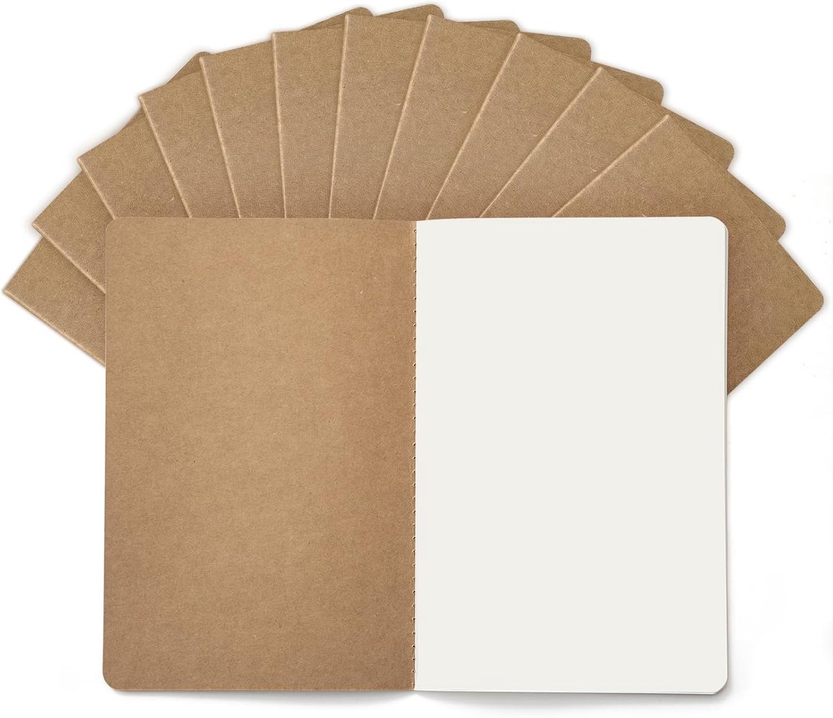 SnelShoppen - Set van 12 A5 Kraft Notebooks, 60 Onbedrukte Pagina's, Natuurlijke Kraft Kaft, Ideaal voor Notities, Schetsen, Journaling, Creatieve Pro