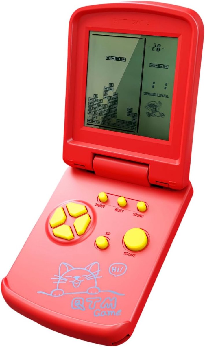 SnelShoppen - 3.5 Inch Retro Play Console met 26 Games, Uniek Vouwbaar Ontwerp, Draagbaar, Educatief Speelgoed voor Kinderen, Rood