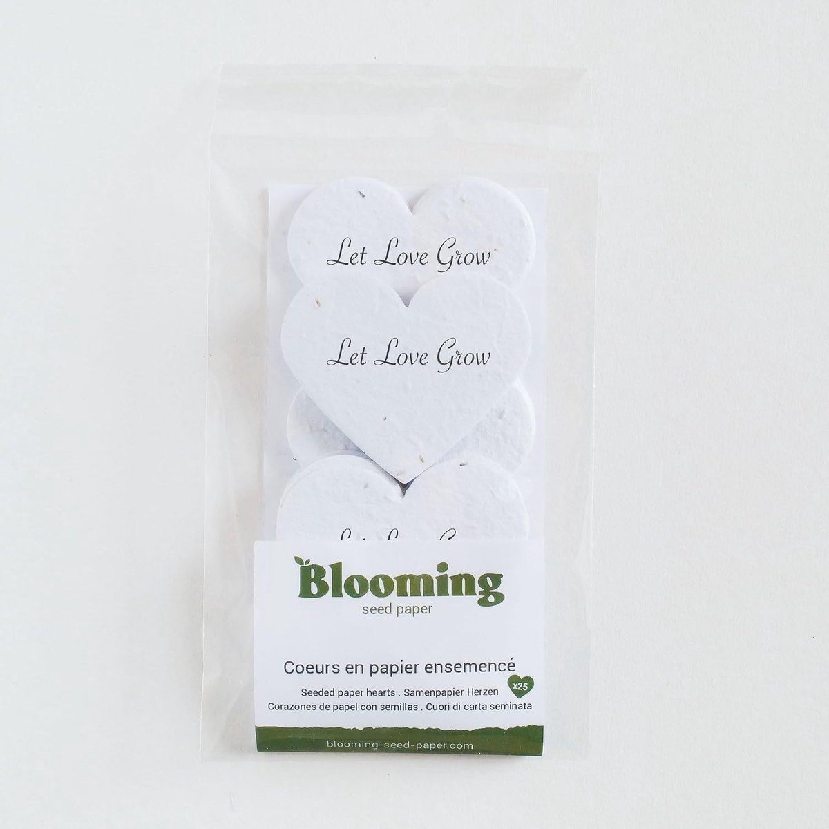 SnelShoppen - 25 Stuks Gezaaid Papieren Harten voor Trouwen - Laat Liefde Groeien - 6.3 x 6.3 cm - Biologisch Afbreekbaar - Wilde Bloemenzaadjes - Wit