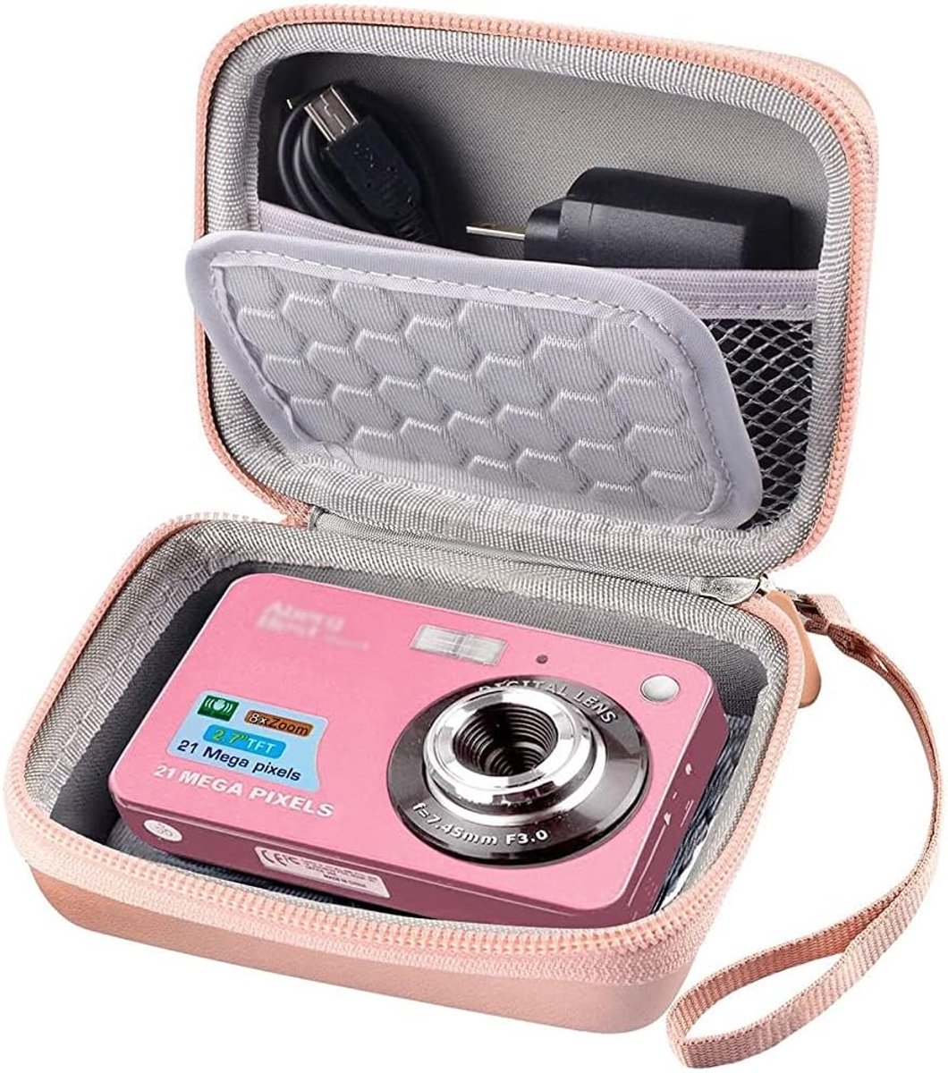 SnelShoppen - Compacte Digitale Camera Tas voor 21 MP Digitale Camera met 8x Zoom, HD 1080p, 2.7 Inch Scherm, Roze Goud, Ideaal voor Reizen en Fotogra