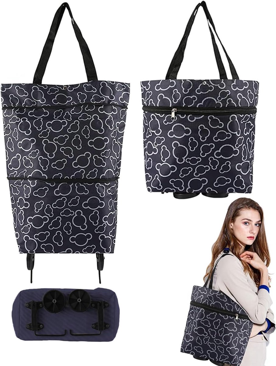SnelShoppen - Vouwbare Boodschappentrolley met Wielen | Multifunctionele Winkeltas | Stevige Oxford Stoffen Roller Bag | Ideaal voor Keuken, Moederdag