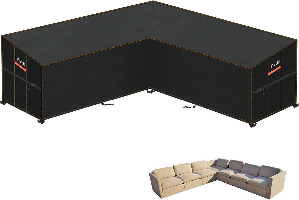 SnelShoppen - L Vormige Lounge Sofa Cover, Hoekbank Bescherming, 420D Oxford Stof, Waterdicht, UV Bestendig, 300x300x100x90/65cm voor Tuin, Buiten en