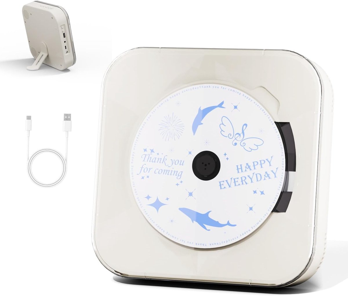 SnelShoppen - Draagbare CD Speler met Transparante Deksel, Bluetooth, USB Poort en Ingebouwde Speakers - Compacte Audio Speler voor Feest, Camping en
