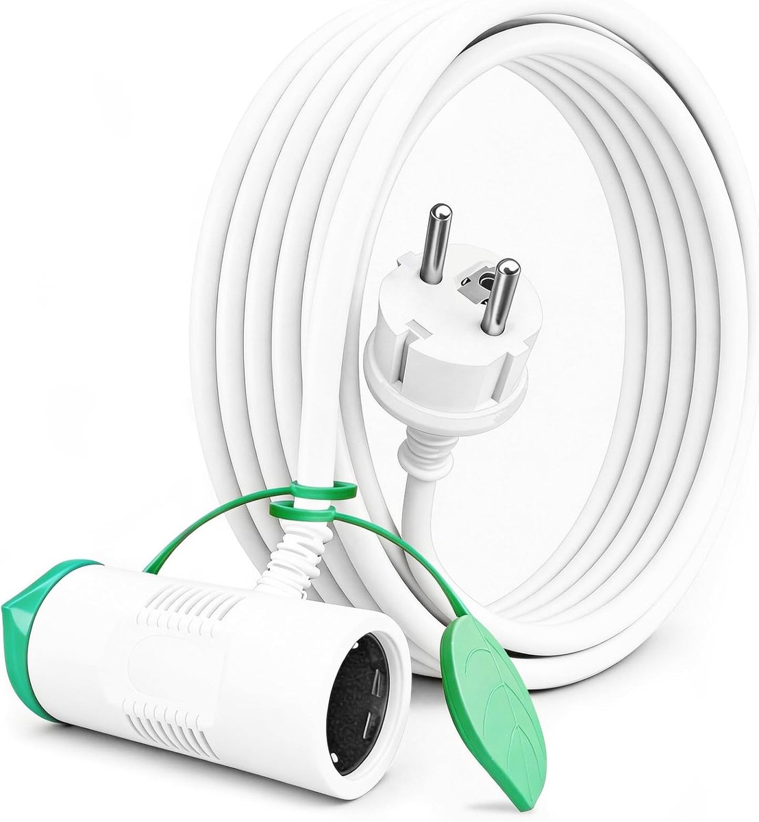 SnelShoppen - Buiten Extensie Kabel 10 m IP44, Wit, Dubbele Schuko Aansluiting, Antifreeze Rubber, Ideaal voor Tuin, Feesten, Zwembaden en Wijngaarden