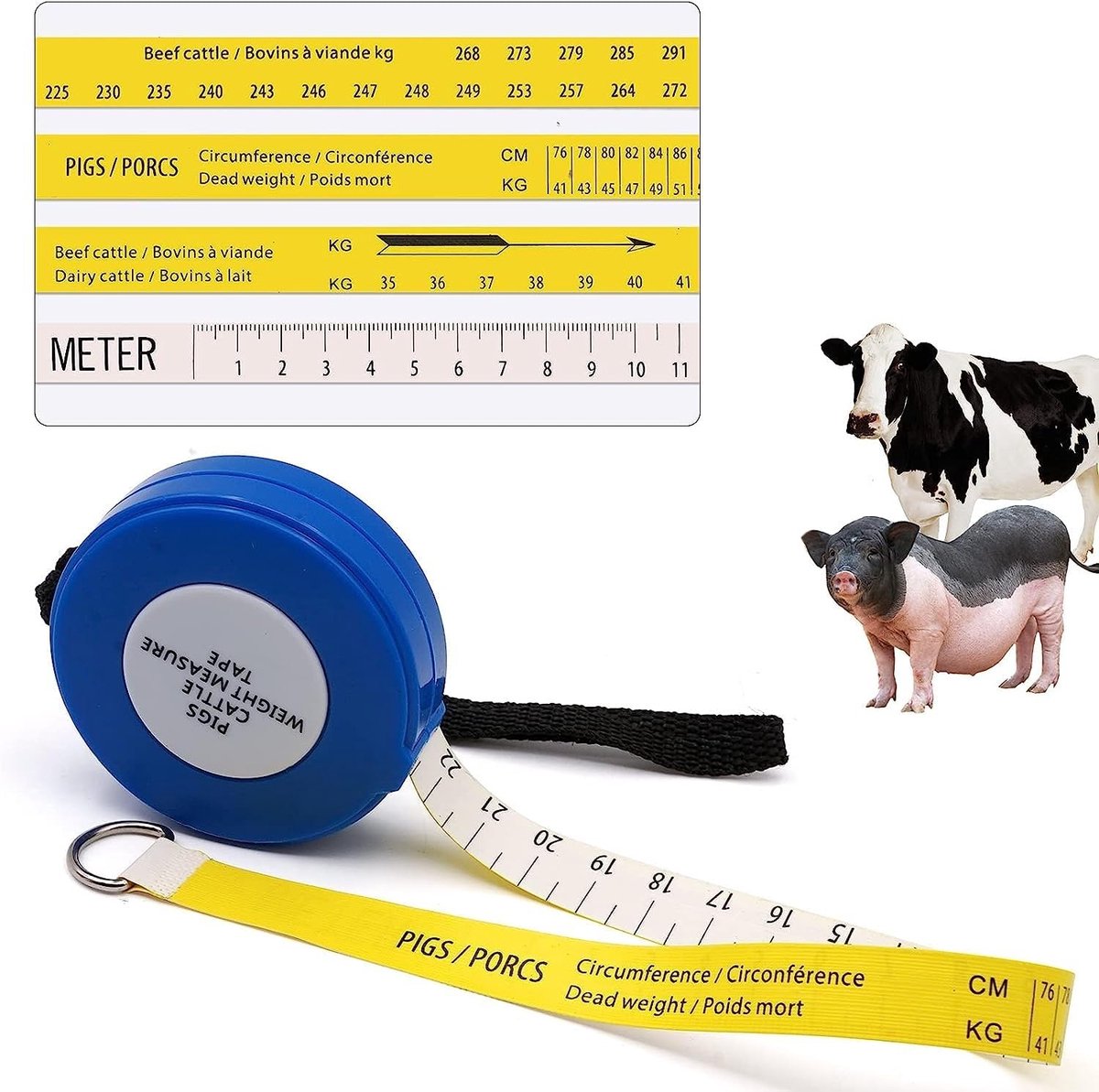 SnelShoppen - Retractable Tape Measure 60" - Nauwkeurige Meetlint voor Lichaamsmetingen, Dieren, Naaiwerk, Craft en Diëten - Inclusief Holstein, Zebu