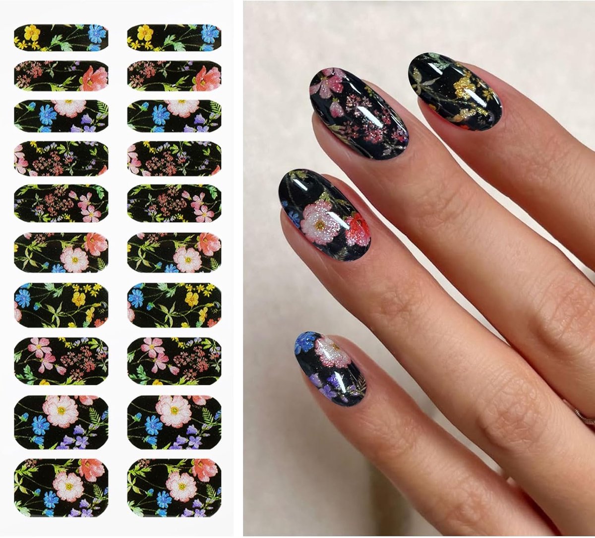 SnelShoppen - Flower Nail Foil Gel Nail Art Sticker UV Nagelstickers - 20 Stuks Semi-Cured Gel Nagelsticker - Duurzaam, Niet-toxisch en Veilig voor Fe