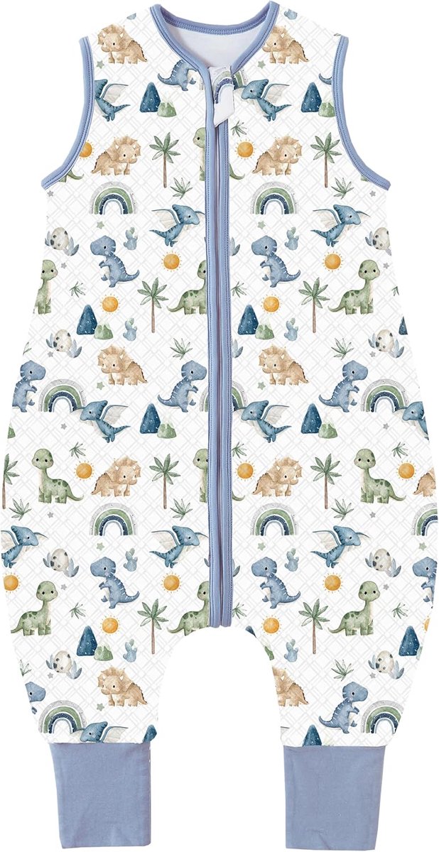 SnelShoppen - Baby Slaapzak met Voeten 1.5 Tog voor Kinderen, 100% Katoen, All-Season Slaapzak voor Jongens en Meisjes, Dinosaur 90 cm, Geschikt voor