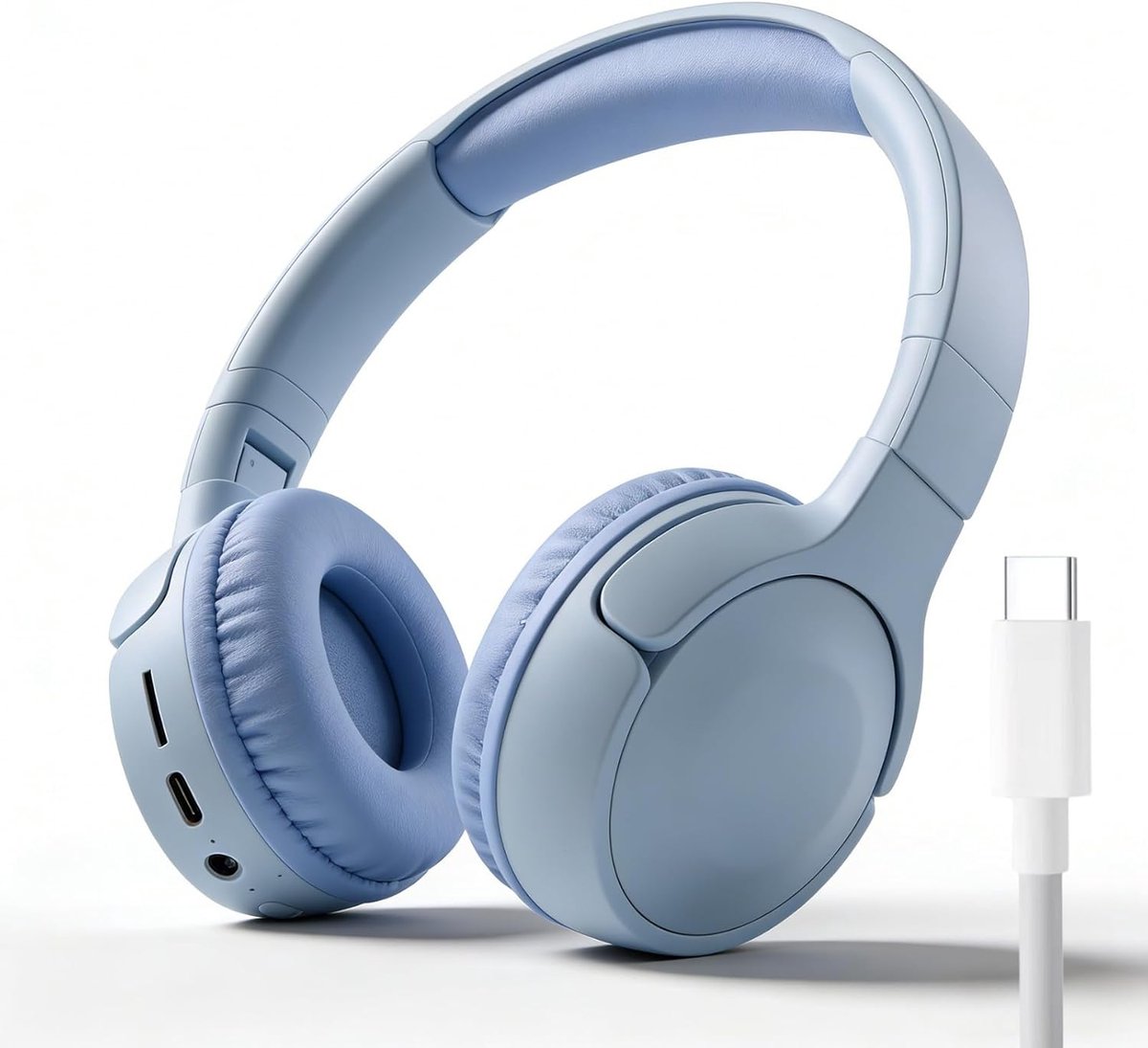 SnelShoppen - Bluetooth Hoofdtelefoon Over Ear, Hifi Stereo Bluetooth 5.3 Draadloze Hoofdtelefoon met 3.5MM Aansluiting, Ondersteunt tot 32GB Geheugen