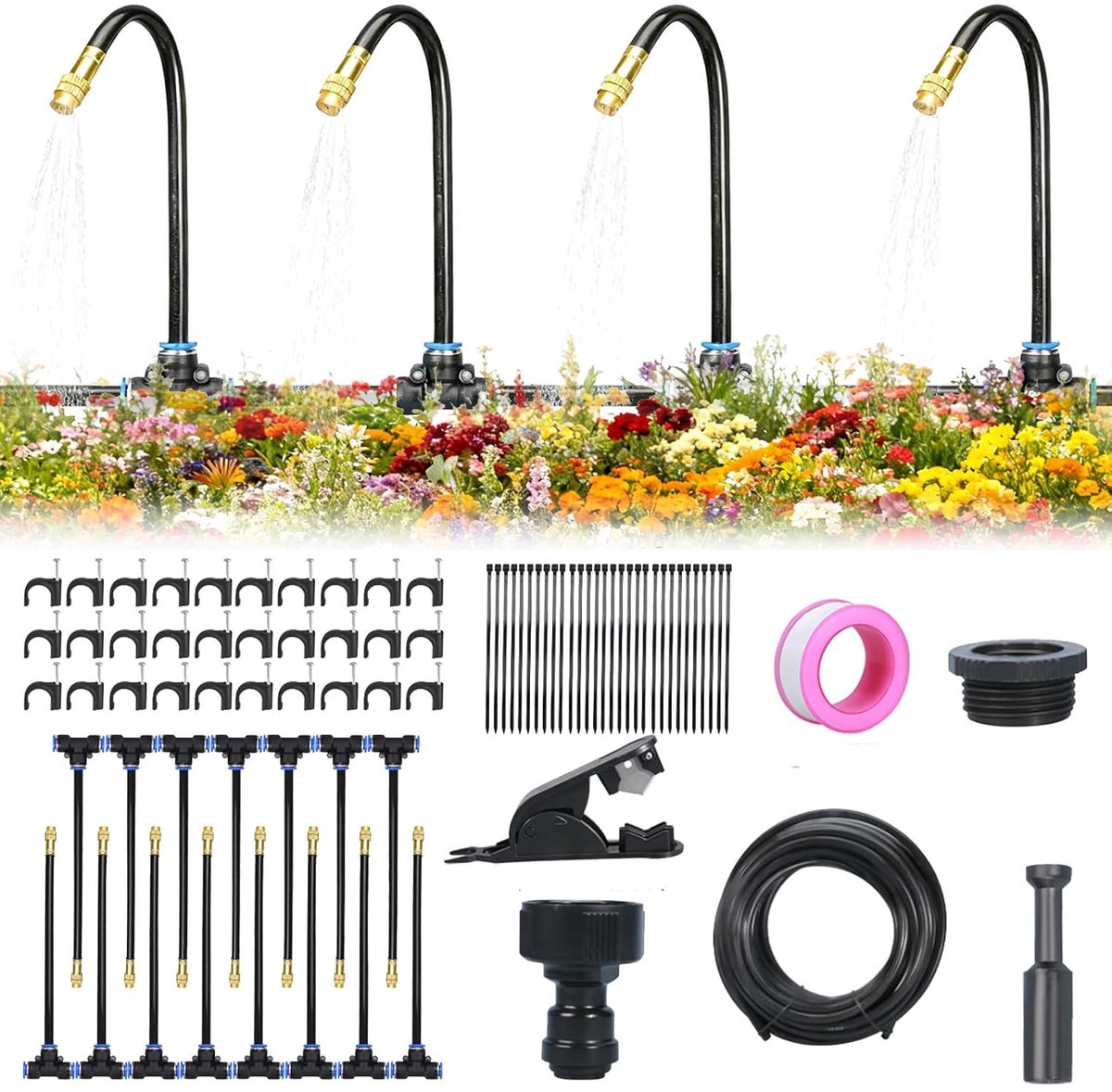 SnelShoppen - Irrigatiesysteem 360° Buigbaar Tuin Irrigatiesysteem, Automatisch Wateringsysteem, Spray Irrigatie voor Tuin, Gazon en Terrasplanten, 15