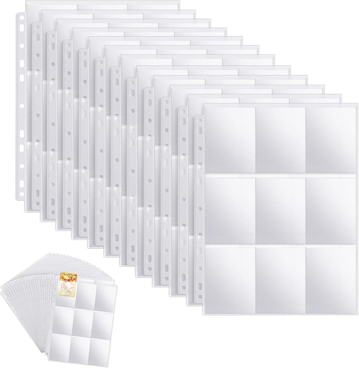 SnelShoppen - Transparante Collectorshoezen voor Ruilkaarten, 1800 Compartimenten, Dubbelzijdige Foto Kaartencase, 100 Pagina's, Hoge Kwaliteit PP, Bl