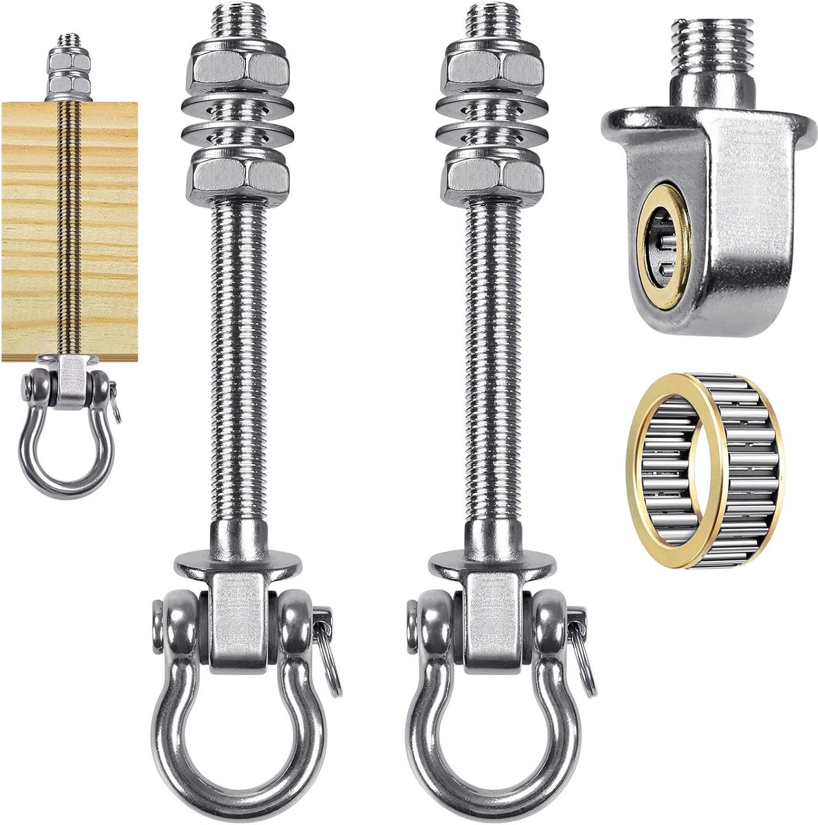 SnelShoppen - 2pcs Swing Hanger met Lager 175mm, Zware Duty Hammock Haak M10, Ophangbeugel voor Yoga, Aerial Hoepel, Bokszak, 1500lbs Capaciteit