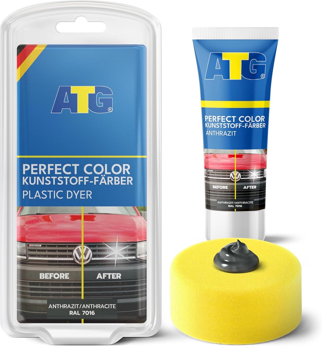 SnelShoppen - ATG Plastic Paint Anthraciet - Hoogdekkende Reparatieverf voor Kunststof - Herstelt Verbleekte Auto, Bumper & Trim - Duurzame Glans en B