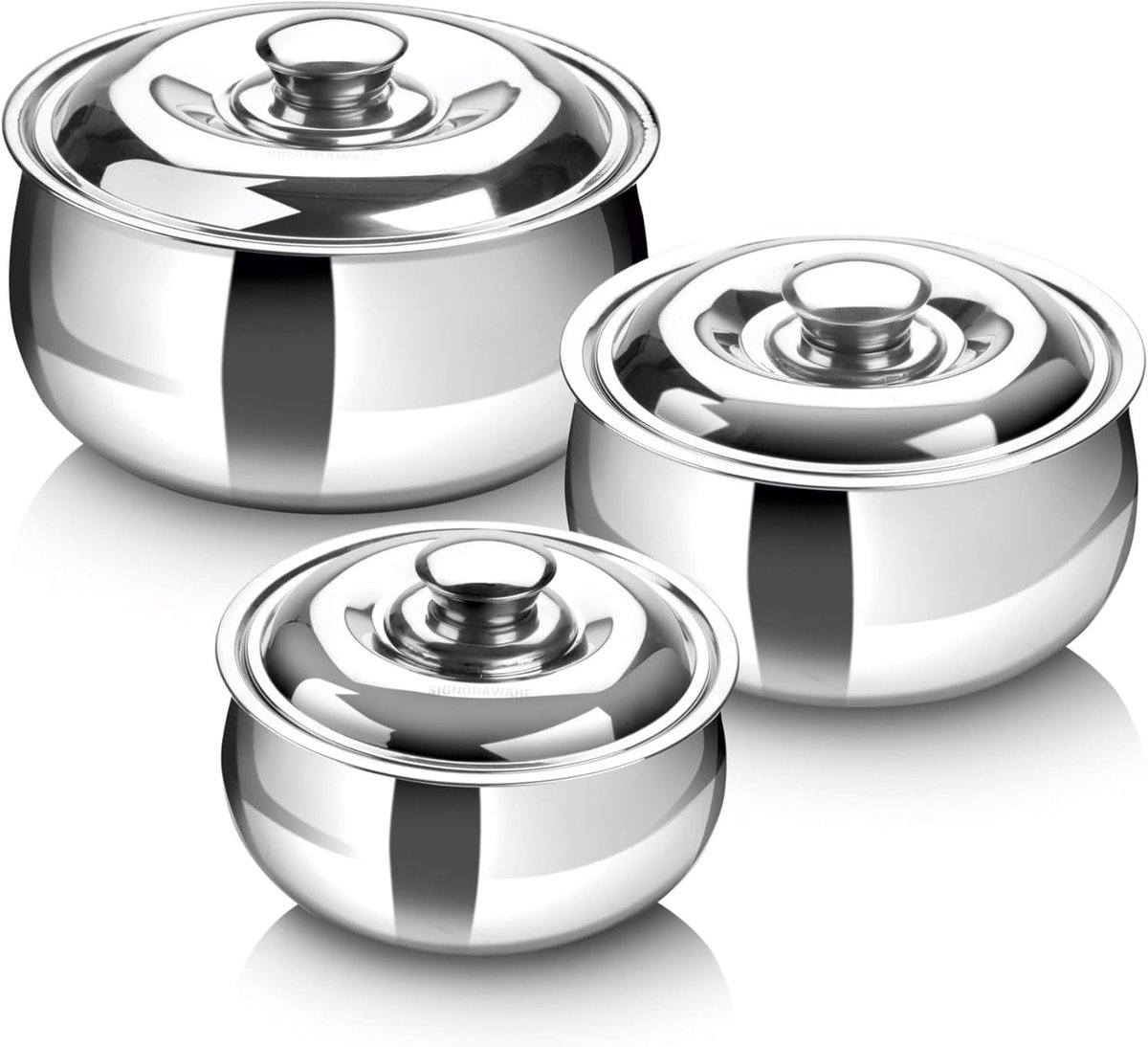 SnelShoppen - Grote Geïsoleerde Casserole met Deksel, Set van 3, RVS Warmhoud/Koelbakken, Thermische Soep/Salade Schalen, Ideaal voor Feest, Camping e