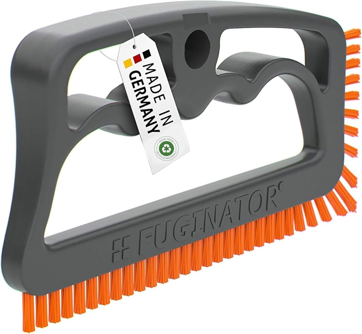 SnelShoppen - Fuginator Voegenborstel, Grijs/Oranje, 100% Recyclebaar, Ergonomische Handgreep, Patenteerde Schoonmaakborstel voor Cement- en Silicoonj