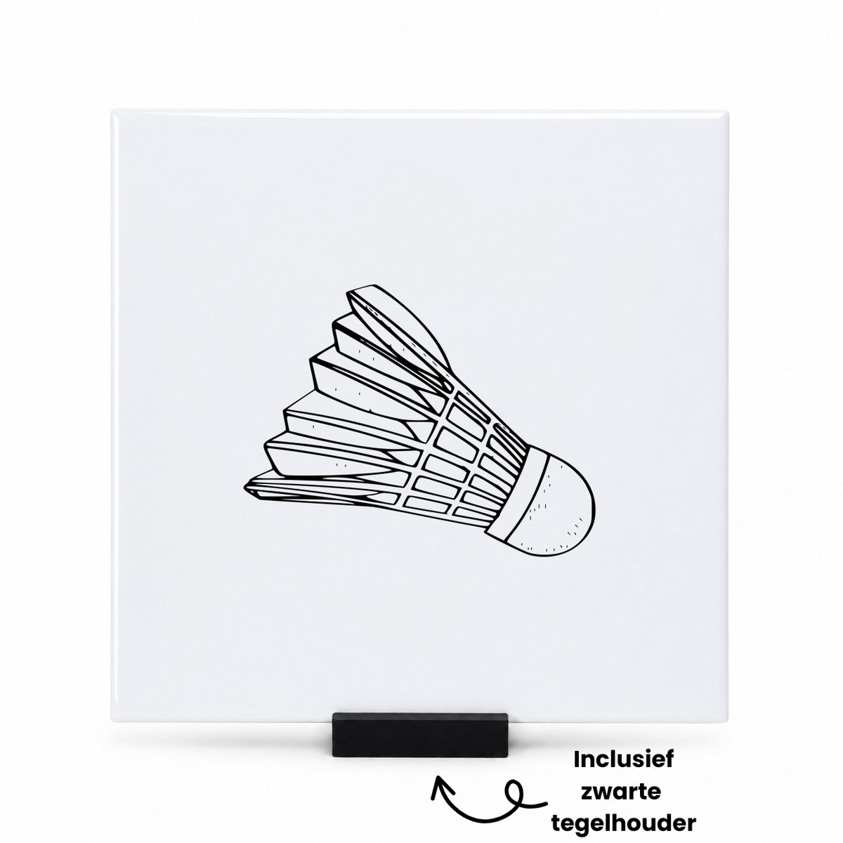 Hacebo Badminton tegeltje met tegelhouder - Badminton - Badmintonner - tegeltjes met tekst - Leuk kado voor iemand die van badminton houd - spreuktegels - 15x15 CM Wit