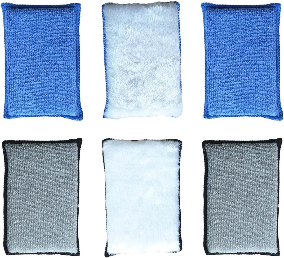SnelShoppen - Set van 6 Microvezel Schoonmaakpads voor Auto Interieur - Ultra Sterke Reinigingsspons - Ideaal voor Grondige Reiniging van Auto Interie
