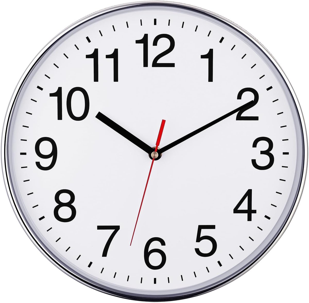 SnelShoppen - Zwarte Wandklok 30cm Stille Quartz Klok voor Thuis, Kantoor en School - Decoratieve Klok met Duidelijke Cijfers en Glasscherm - Batterij