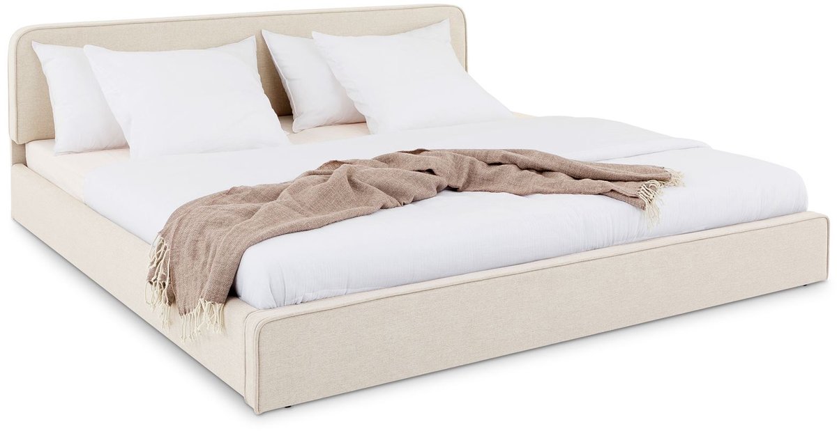 LATINI-boxspring 180x200 cm in beige met verstelbaar hoofdeinde