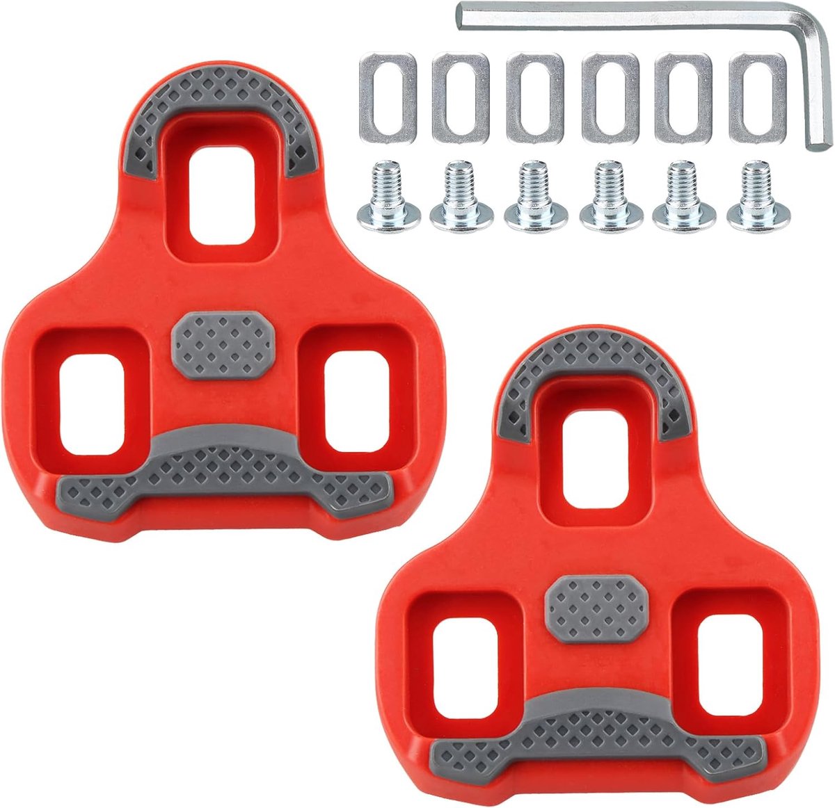 SnelShoppen - Fietspedalen Set met Keo Look, Rood, 9 Graden, Non-Slip met Geheugenfunctie, Compleet met Schroeven, Wasmachines en Inbussleutel voor 3-