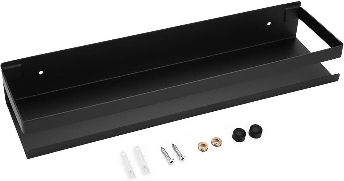 SnelShoppen - RVS Badkamer Hoekopslag Plank - Wandmontage Organizer - 40cm Zwart - Multifunctioneel Voor Badkamer, Keuken, Woonkamer, Hotel