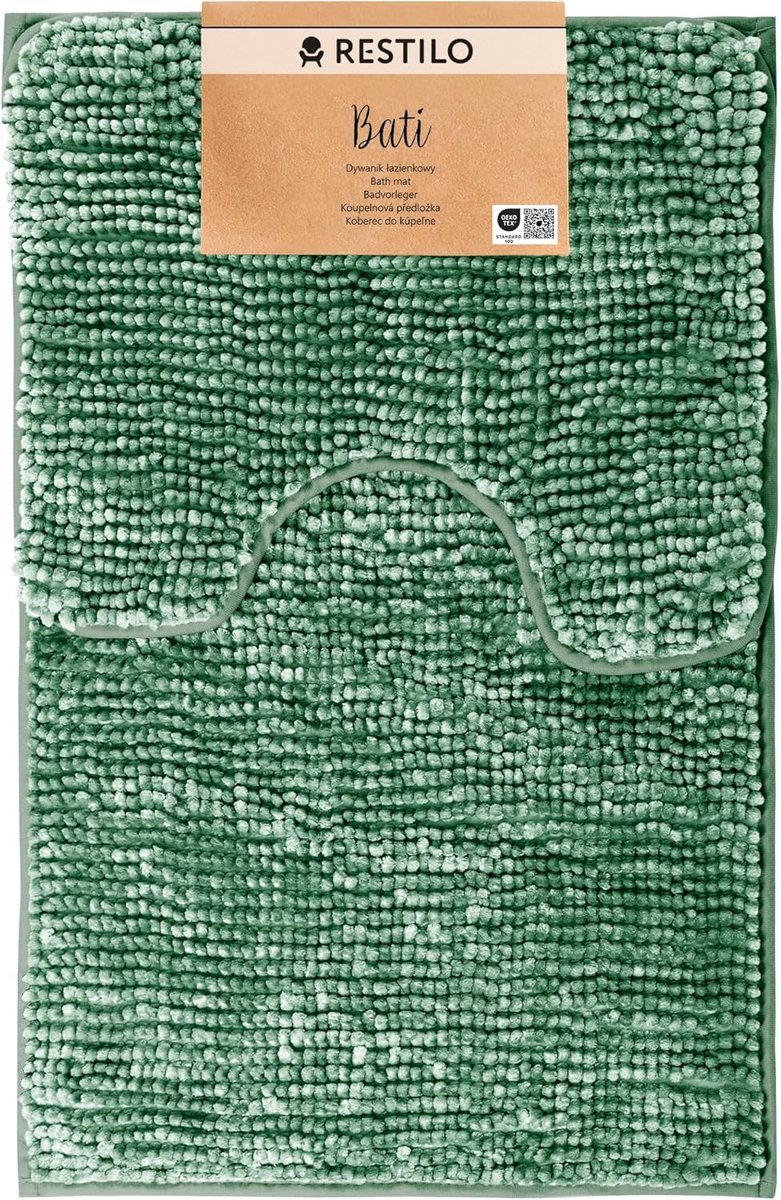 SnelShoppen - Badmat Set van 2 - 50 x 80 cm en 40 x 50 cm - Extra Zacht en Waterabsorberend - Antislip Badkamer Tapijt - Groen