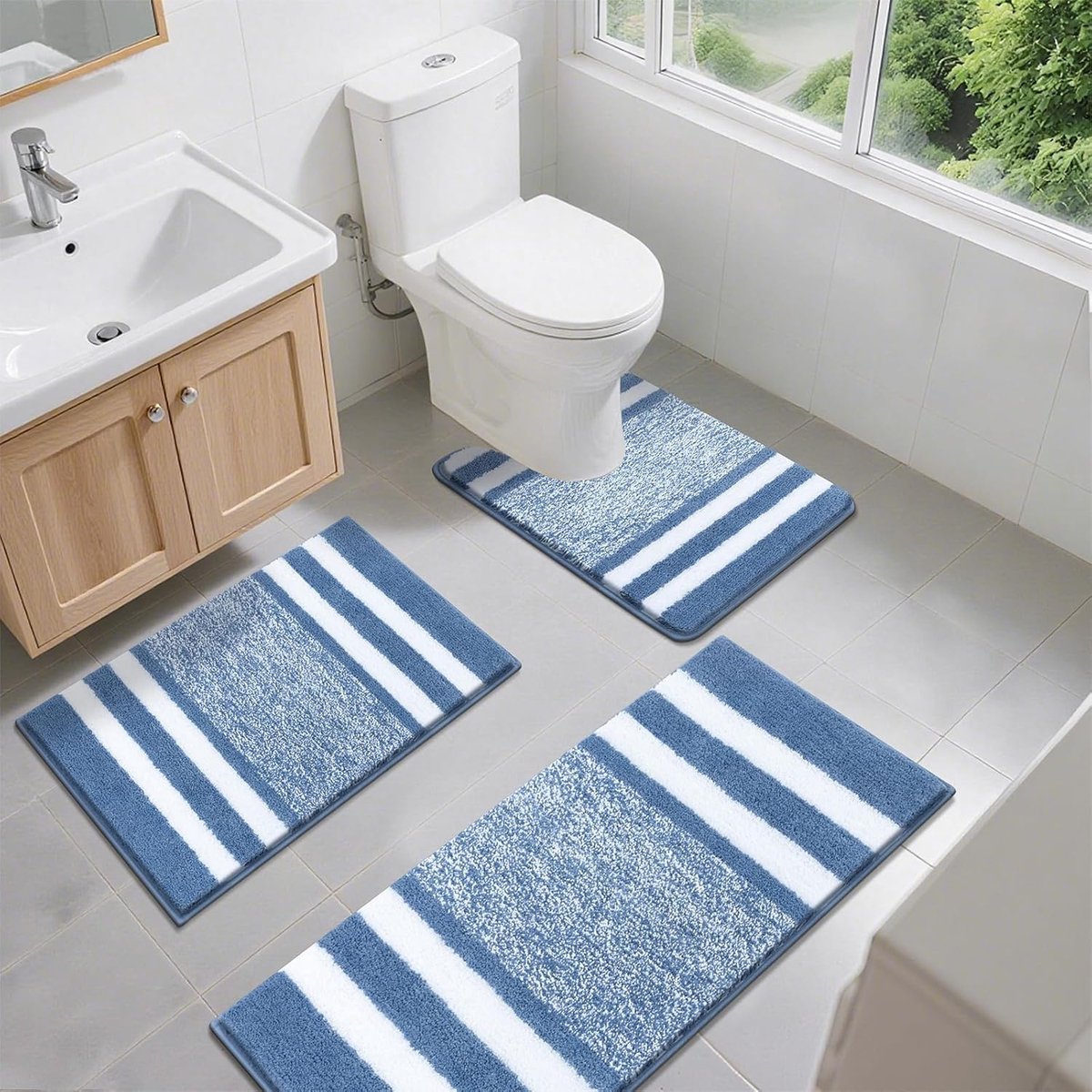 SnelShoppen - Luxe Badmat Set - 3-delige Antislip Badkamer Matten - Super Waterabsorberend