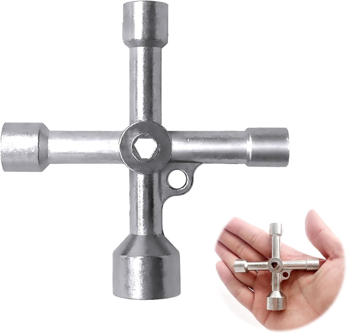 SnelShoppen - 4-Wege Triangle Wrench 5 Maten 7mm/10mm/12mm/13mm/18mm voor Radiatoren, Ventiel Sleutel, Water, Gas en Elektrische Kasten - Hoogwaardige
