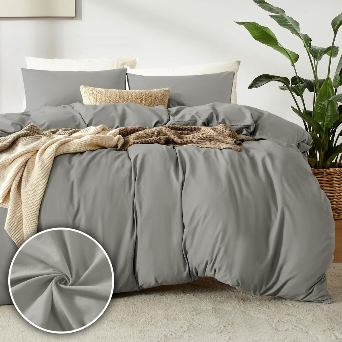SnelShoppen - Duvet Cover Set 135x200 cm voor Eenpersoonsbed - Zacht Microfiber met Kussensloop 40x80 cm - Ademend, Oeko-Tex, Duurzaam, Enkelkleurig -