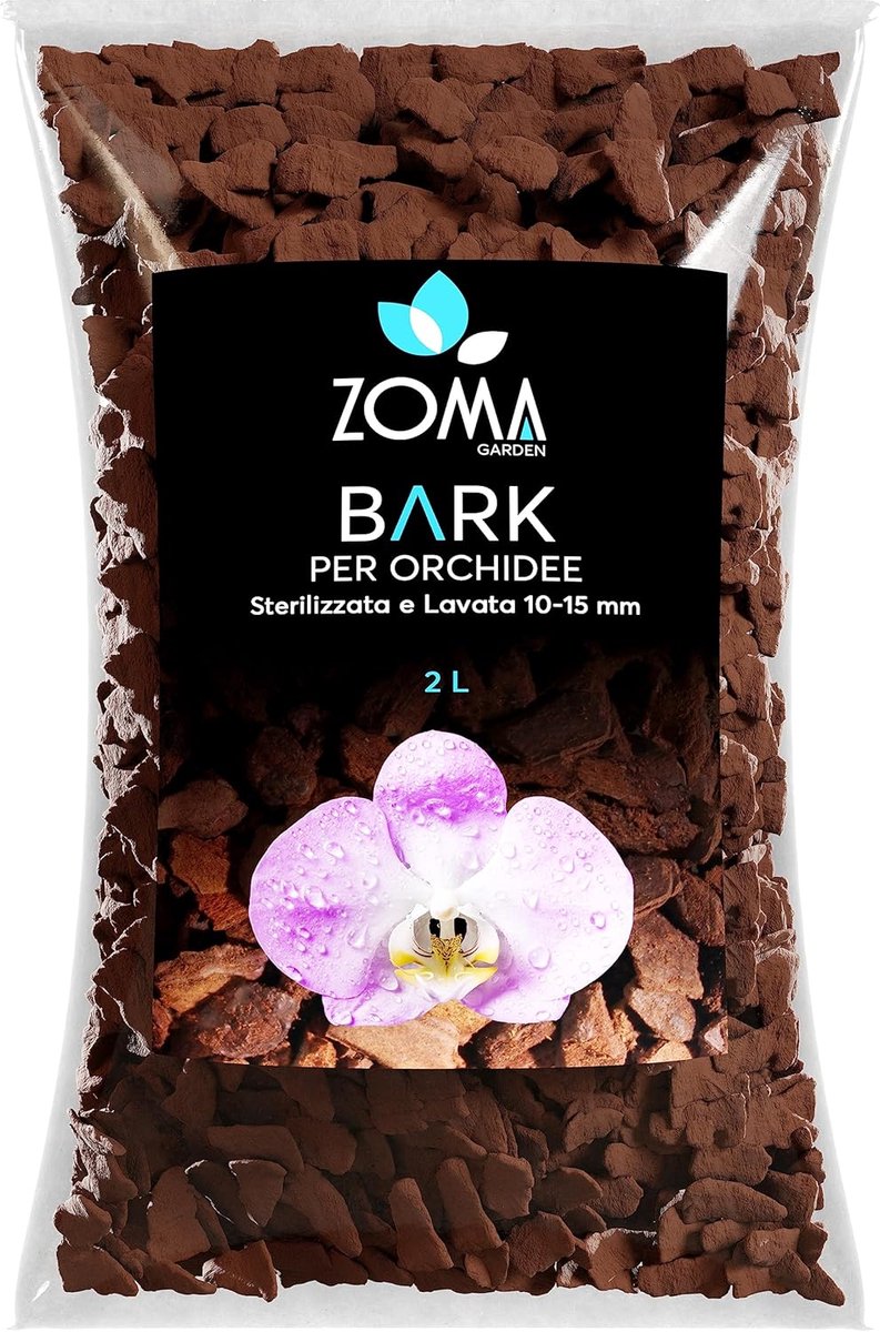 SnelShoppen - ZOMA Garden Orchid Bark 2L - Natuurlijke Orchidee Schors, Gewassen, Gesteriliseerd, 100% Eco-Vriendelijk, Ideaal voor Phalaenopsis, Dend