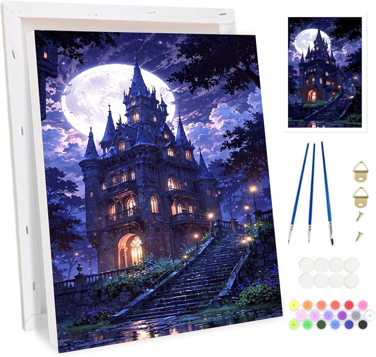 SnelShoppen - Schilderen op Nummer voor Volwassenen met Frame - Landschap Schilderij Set voor Beginners - Canvas Kit met DIY Acrylverf en Houten Easel