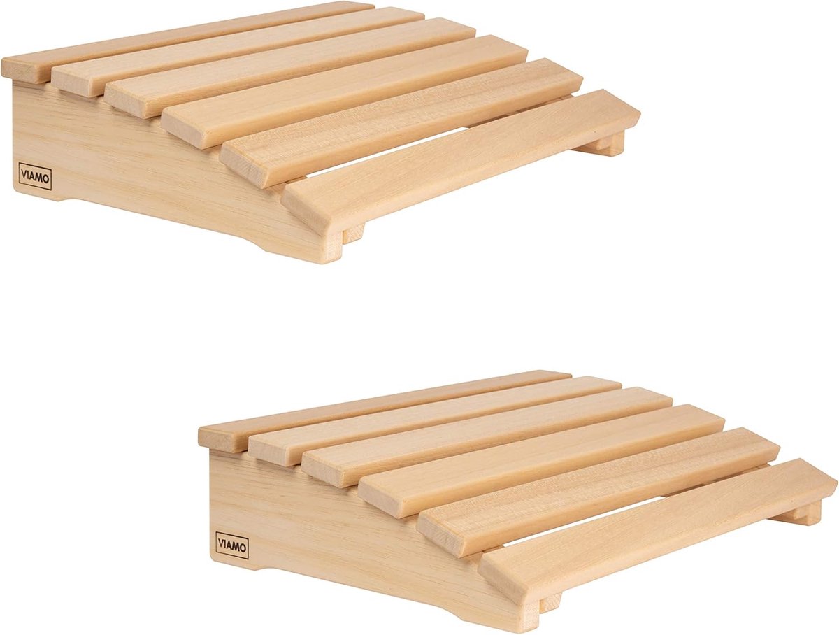 SnelShoppen - Sauna Hoofdkussen Set van 2 - Gebogen Abachi Hout - 39.5x30cm - Ergonomisch Ontwerp - Perfect voor Wellness en Ontspanning