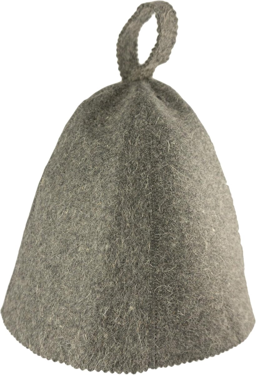 SnelShoppen - Sauna Hoed Grijs van 100% Wol Vilt - Ideale Sauna Accessoires voor Mannen en Vrouwen - Bescherming voor Oren, Haar en Hoofd
