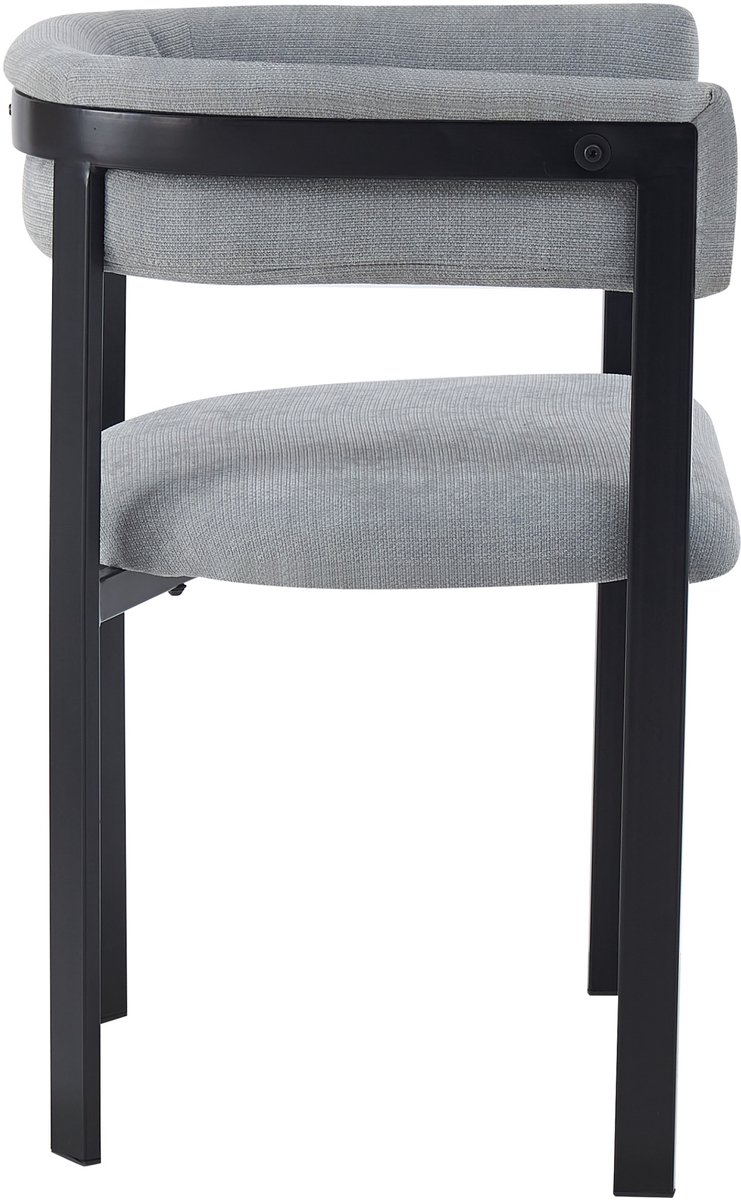 MEUNIQ eetkamerstoel set van 4 grijs, chenille bekleding, met armleuningen, modern ontwerp, kuipstoel met metalen onderstel voor eetkamer of woonkamer Grey