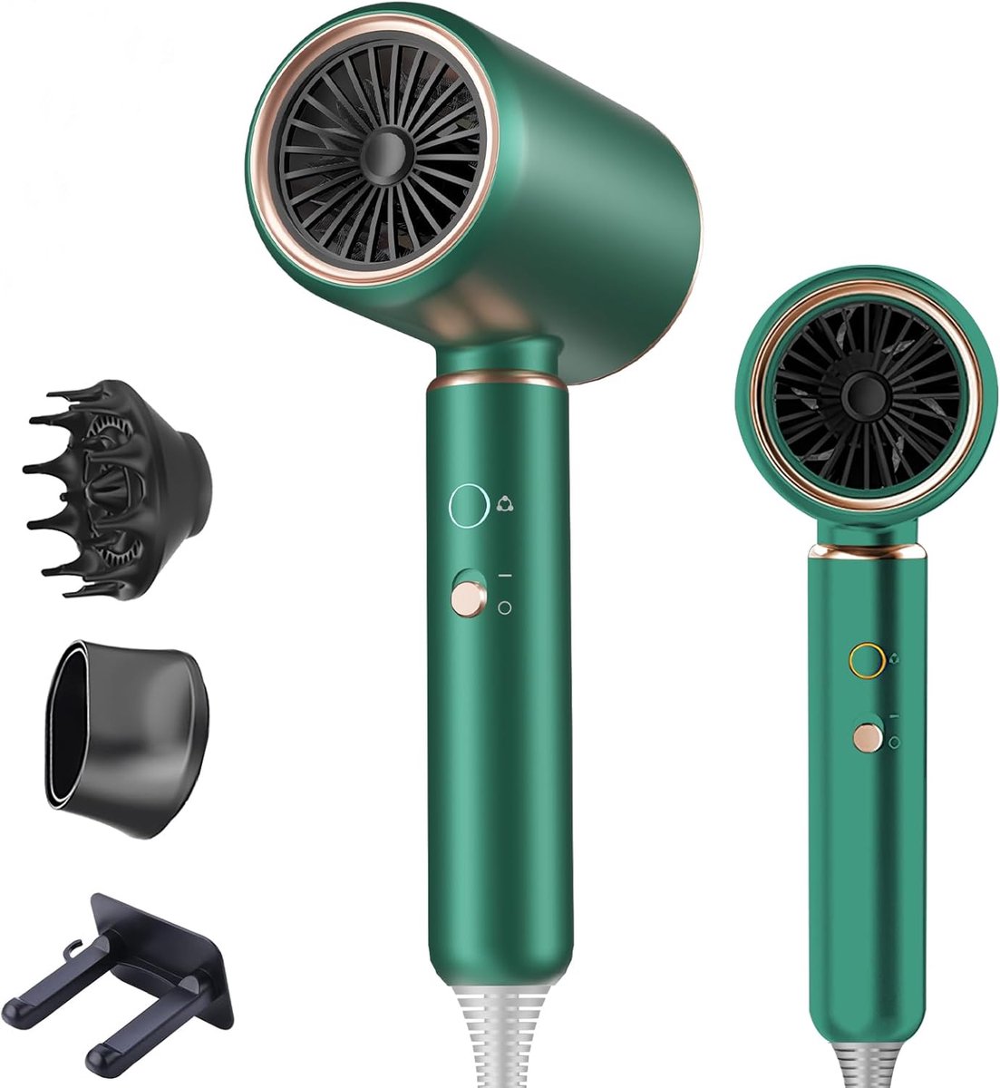 SnelShoppen - Pro Föhn 2200W met AC-motor, Ionen Technologie, 4 Temperatuurinstellingen, 2 Snelheden, Diffuser & 2 Concentrators - Koude Luchtfunctie