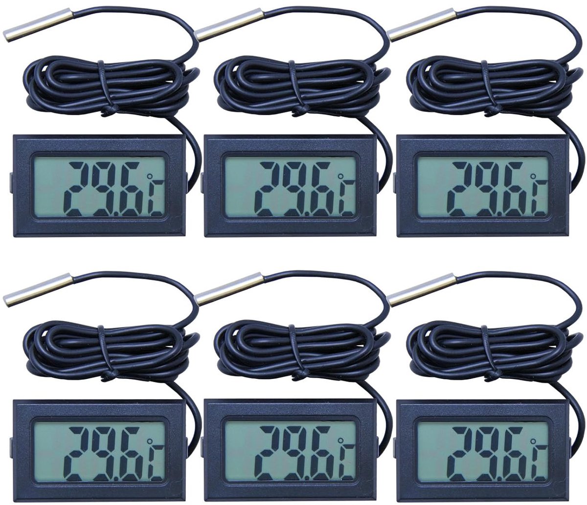 SnelShoppen - Digitale LCD-thermometer met externe sonde voor koelkast, vriezer, aquarium, huis, vivarium - Vochtbestendig, Nauwkeurig, Temperatuurber
