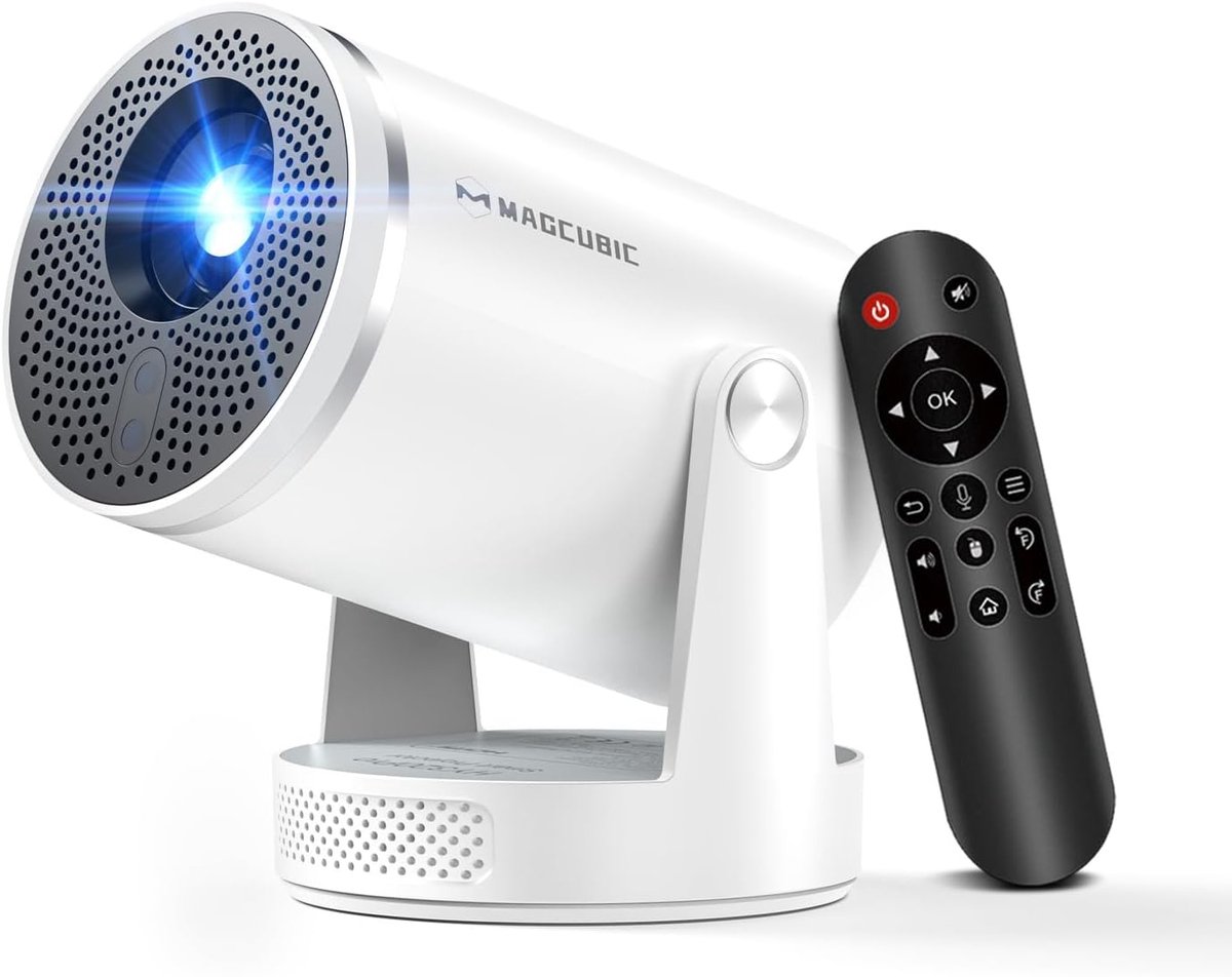 SnelShoppen - Mini 4K Projector met Autofocus, Native 1080p, 400 ANSI Lumens, 10,000:1 Contrast, Automatische Keystone Correctie, Wi-Fi 6 & Bluetooth