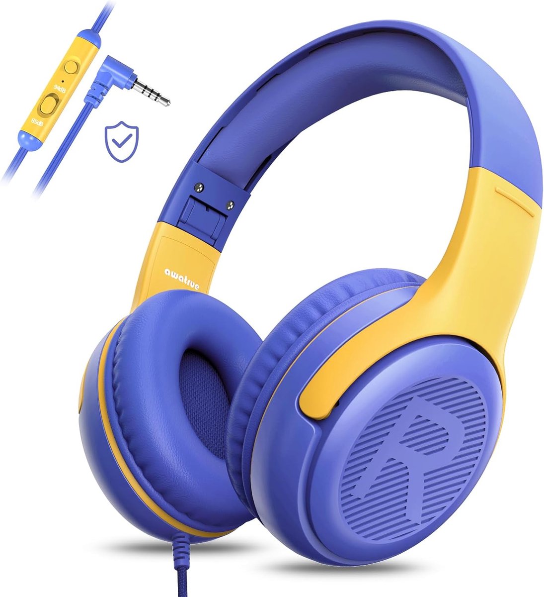SnelShoppen - Kids Hoofdtelefoon Bedraad met Microfoon - Opvouwbare Over Ear Headset voor Jongens en Meisjes - Volume Limiet - Compatibel met iPad, Co