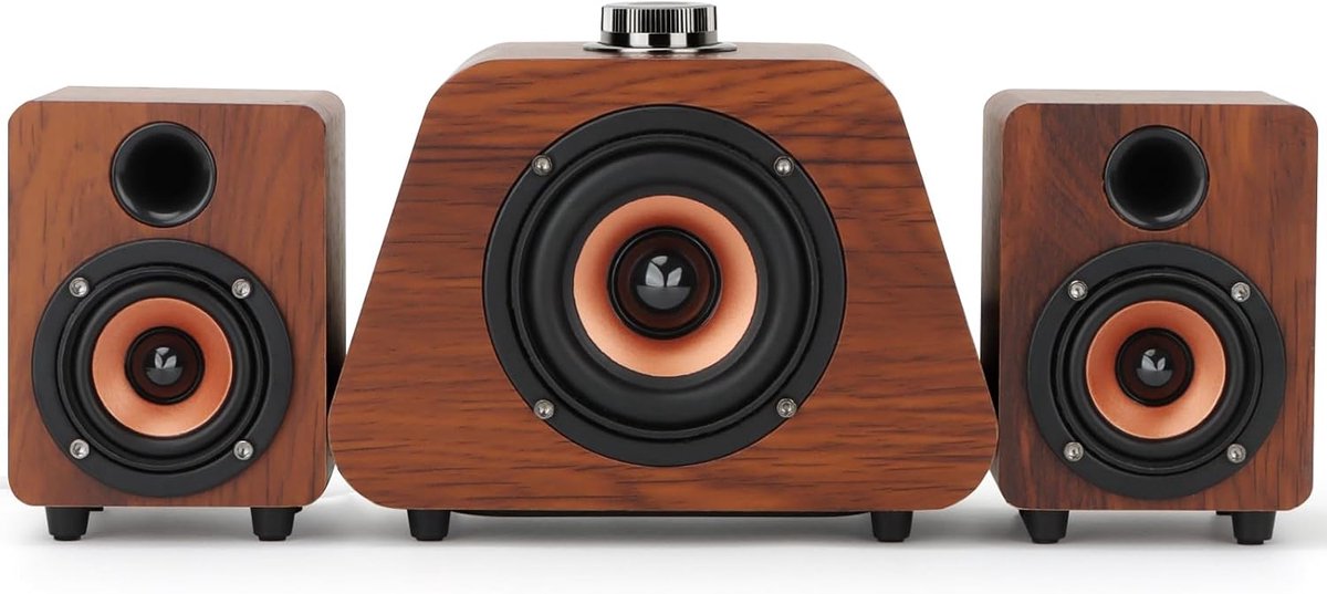 SnelShoppen - 2.1 PC-luidsprekers met Bluetooth, USB-aangedreven mini-luidsprekers met subwoofer, RCA- en 3,5 mm uitgang voor gaming, muziek en werk
