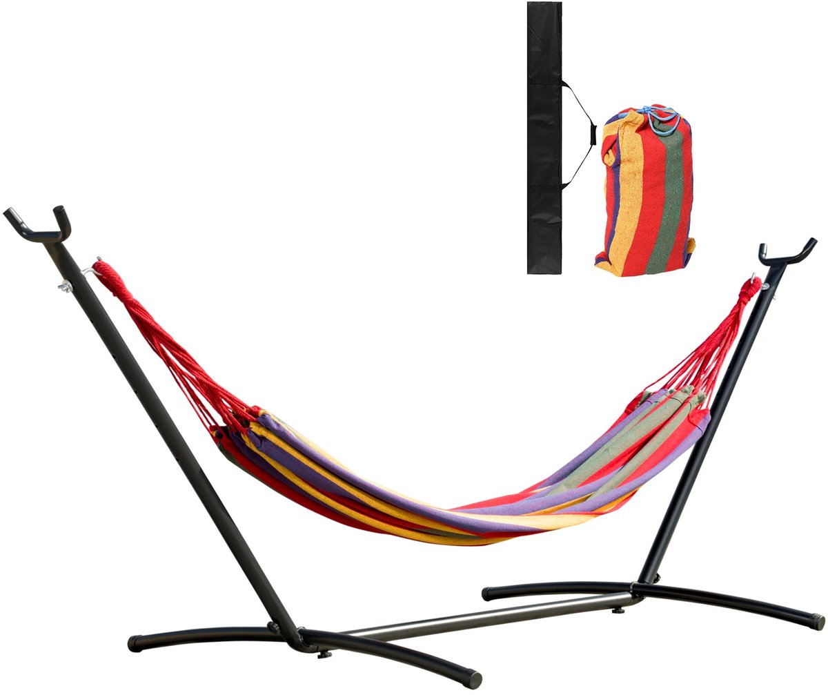 Atlasyx hangmat - Hangmat met standaard - Hangmat met frame - Opvouwbare hangmat - Draagvermogen tot 120 kg - 290 x 118 x 110 cm