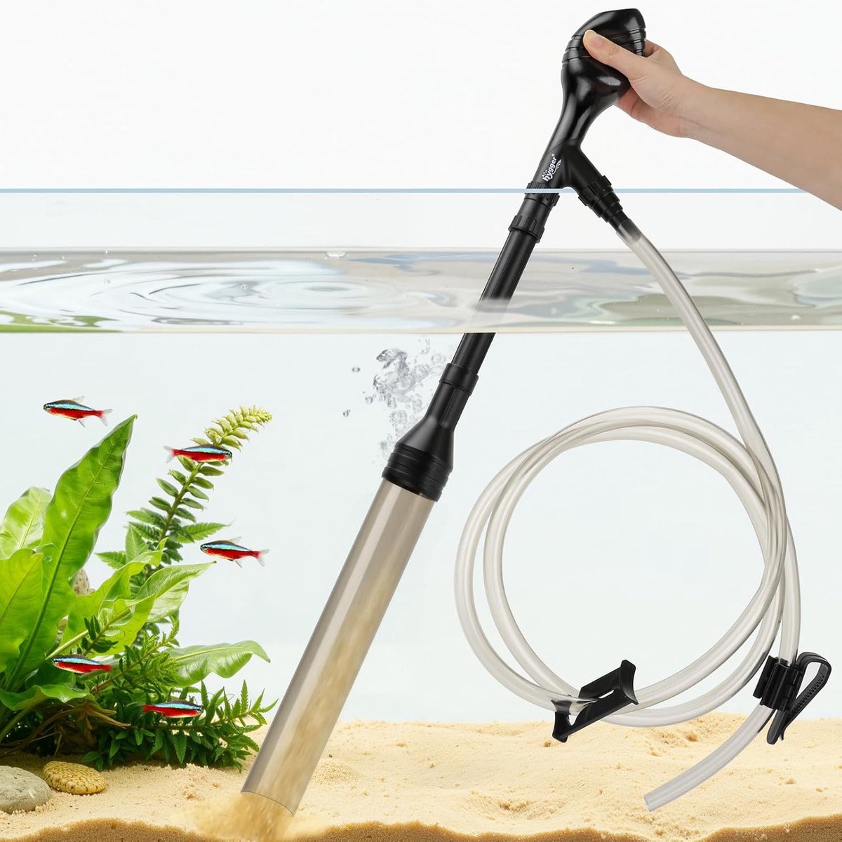 SnelShoppen - Mulmzuiger voor Aquarium - 256 GPH - Reinigingsset - Direct Klaar voor Gebruik - Geschikt voor Lage Waterstanden - Geïntegreerde Knijp-