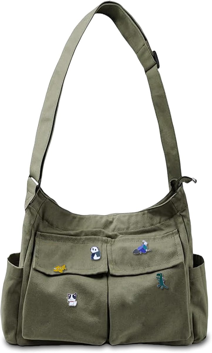 SnelShoppen - Aucuu Canvas Messenger Bag - Dames en Heren Schoudertas - Nylon Crossbody Bag - Multi-Pocket Handtas - Grote Hobo Tas voor Winkelen, Rei