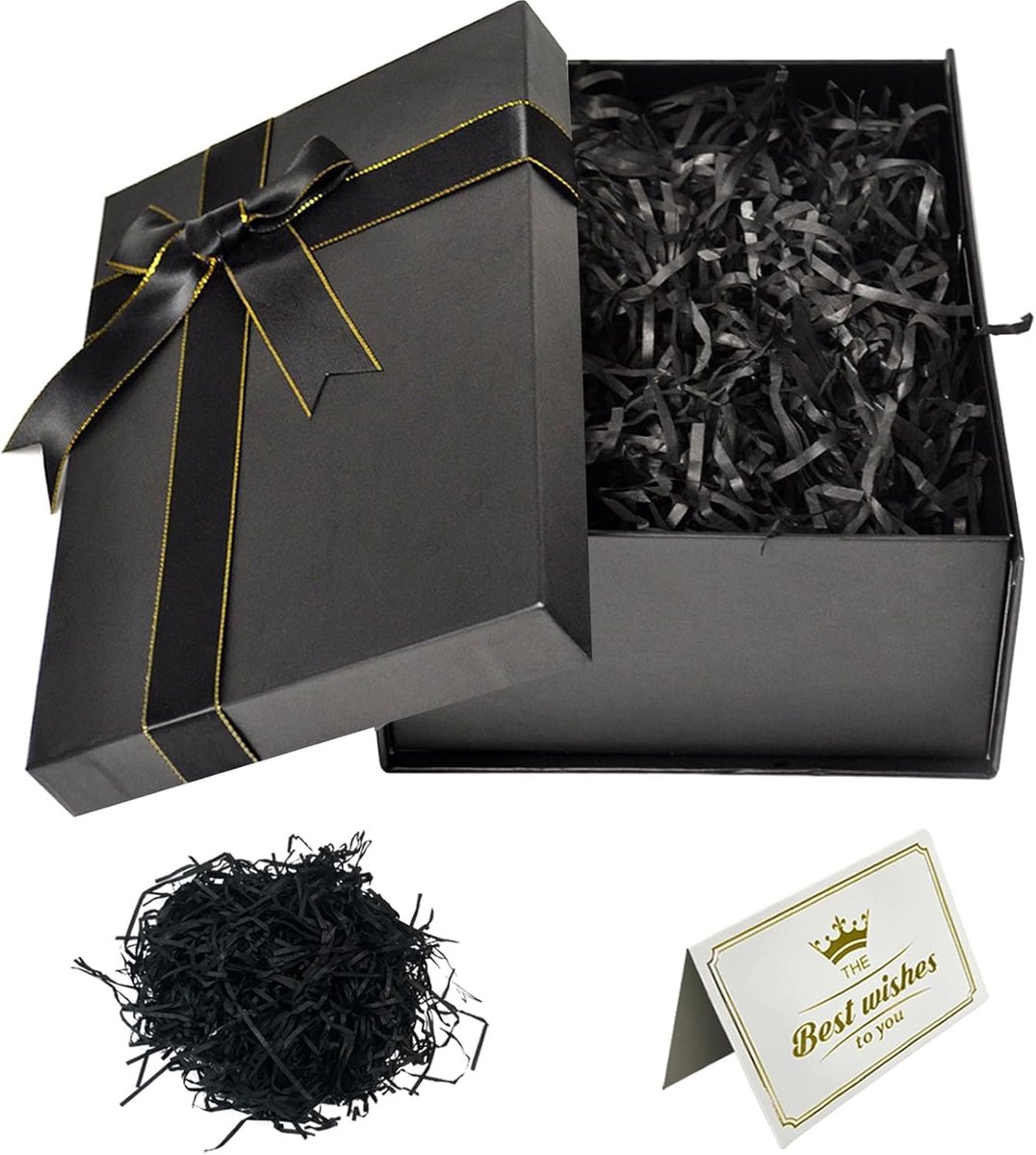 SnelShoppen - Grote Zwarte Geschenkdoos met Deksel 29x21x10,5 cm - Perfect voor Bruiloft, Moederdag, Verjaardag, Kerstmis, Valentijnsdag - Inclusief S