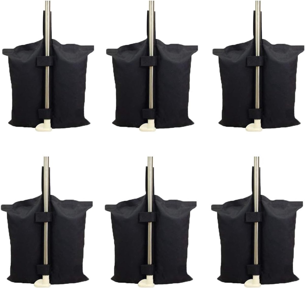 SnelShoppen - Heavy Duty Dubbel Gestikte Gewichten Tas voor Luifel Tent - 6 Stuks Beengewichten Zandzak Outdoor - 17x15,8 Inch, Zwart, Universele Gewi