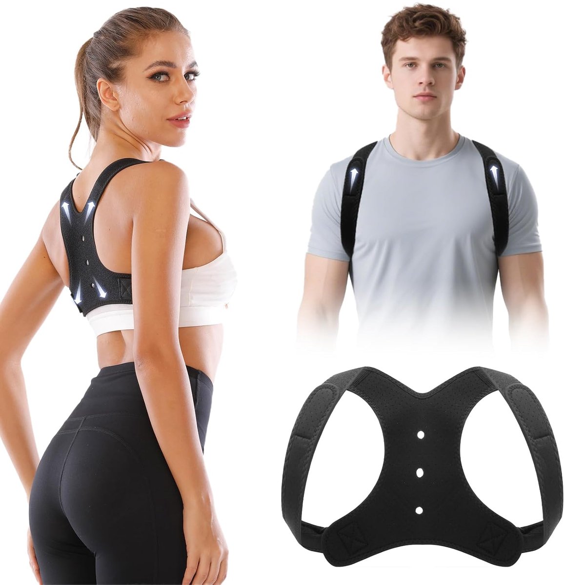 SnelShoppen - Verstelbare Houdingcorrector voor Mannen & Vrouwen - Ademend Rugcorrectie Gordel - Onder Kleding Draagbaar - Kleine Maat voor Een Rechte