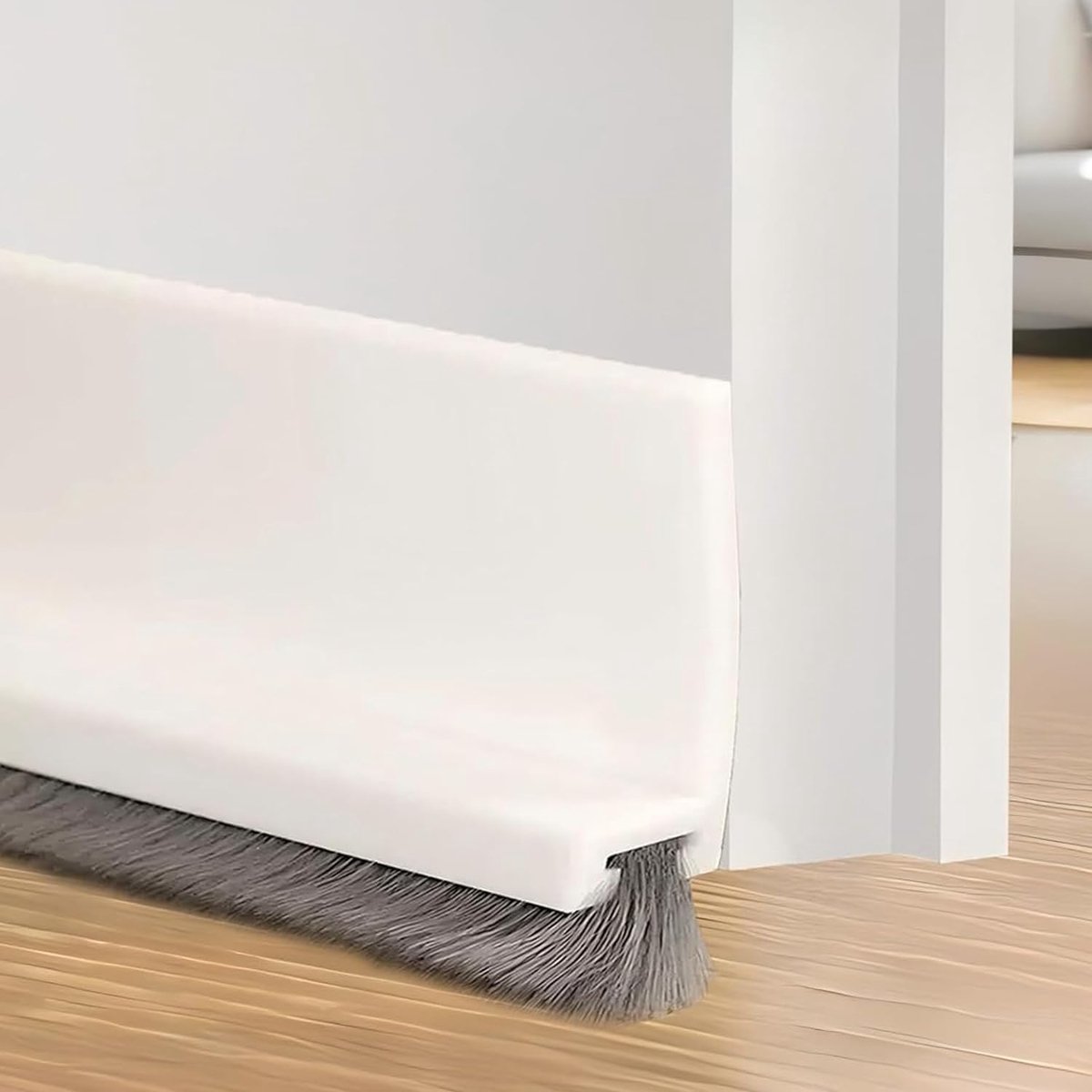 SnelShoppen - 100 cm Wit Afdichtingstape voor Deuren - Zelfklevende Deurafdichting met Borstel - Vloerafdichting, Deurborstel, Afdekstrips, Borstelafd
