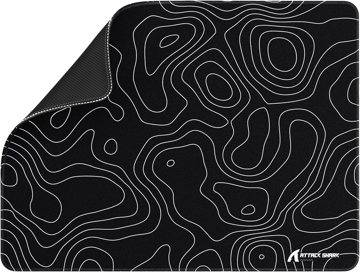 SnelShoppen - Grote Gaming Muismat 405x305mm, Waterbestendig, Antislip, Fijn Zandachtige Textuur, Micro-Knit Gestikte Randen - Zwarte Contour voor eSp