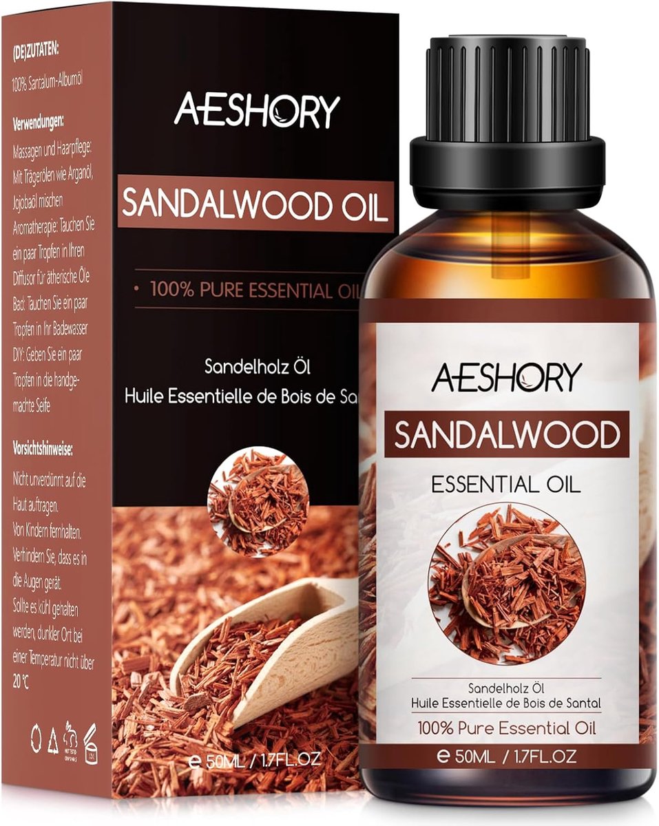 SnelShoppen - 100% Natuurlijke Sandelhout Essentiële Olie 50ML - Aromatherapie Geurolie voor Diffuser, Massage, Bad, Ontspanning en Huidverzorging - H